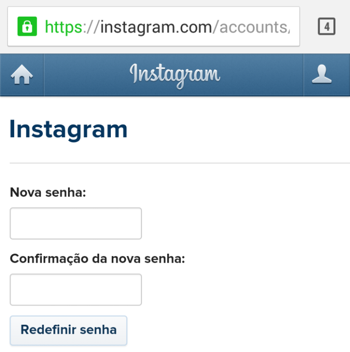 Redefinindo uma nova senha para o Instagram (Foto: Reprodução/Lívia Dâmaso)