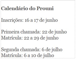 Calendário Prouni 2015.2 (Foto: G1)