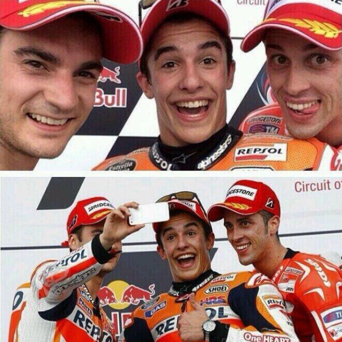 Marc Márquez comemora vitória no GP das Américas com selfie no pódio (Foto: Reprodução / Twitter)