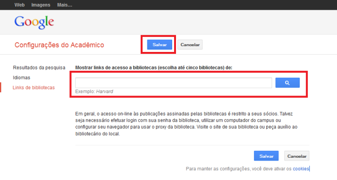 Configurações de links de biblioteca (Foto: Reprodução/Lívia Dâmaso)