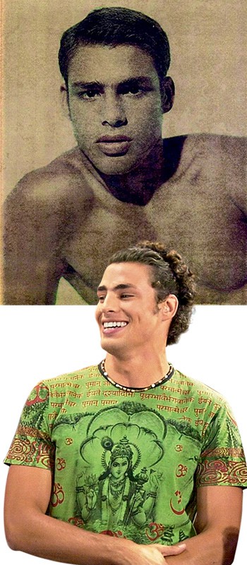 ...E ANTES Cauã sem camisa como modelo, em 2000; estreando como ator na novela Malhação; (Foto: arq. pessoal, divulgação)