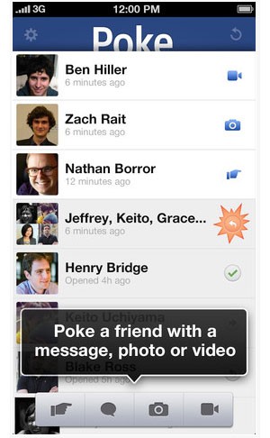Aplicativo chamado 'Poke' permite cutucar os amigos do Facebook (Foto: Reprodução)