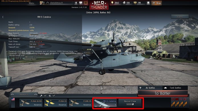 Substitua a nova aeronave por alguma que esteja em sua reserva ou clique em “Recruit Crew” e adicione um novo espaço em seu hangar (Foto: Reprodução/Daniel Ribeiro)