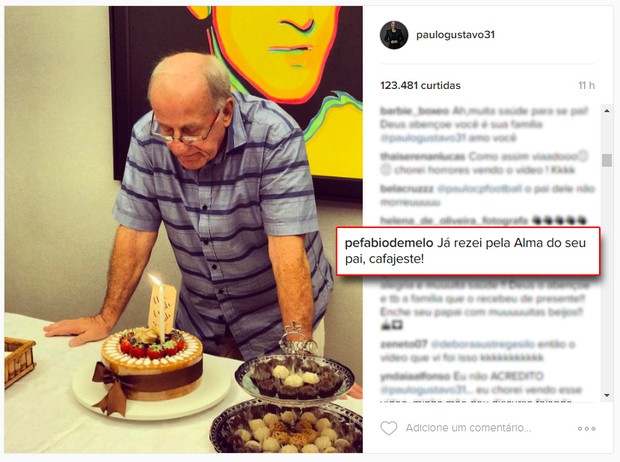Padre Fabio de Melo comenta em foto de Paulo Gustavo (Foto: Reprodução/Instagram)