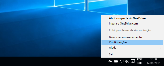 Acesse as configurações do OneDrive (Foto: Reprodução/Helito Bijora)