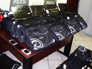 Polícia recupera 48 notebooks roubados da Prefeitura de Itanhaém, SP (Foto: Divulgação/Polícia Civil)