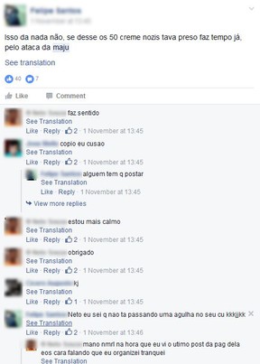 Grupo que atacou Taís Araújo nas redes sociais (Foto: Facebook / Reprodução)