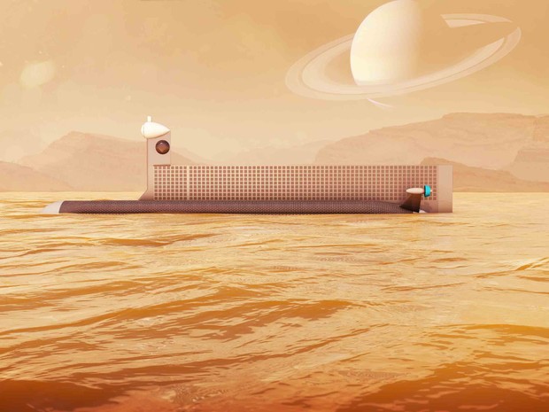 Espaonave teria que orbitar Titan para possibilitar comunicaes entre o submarino e a Terra (Foto: J.Glenn/Nasa/BBC)