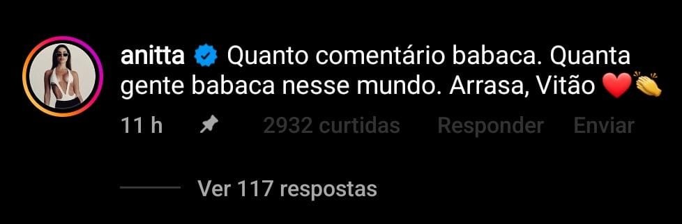 Anitta defende Vitão após críticas (Foto: Reprodução/Instagram)