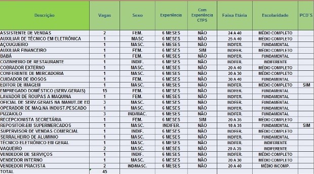 G1 Sine Oferta 45 Vagas De Emprego Para Rio Branco Nesta Segunda 4 Notícias Em Acre 2137