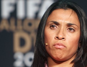 Marta durante coletiva do Prêmio Bola de Ouro (Foto: AP)