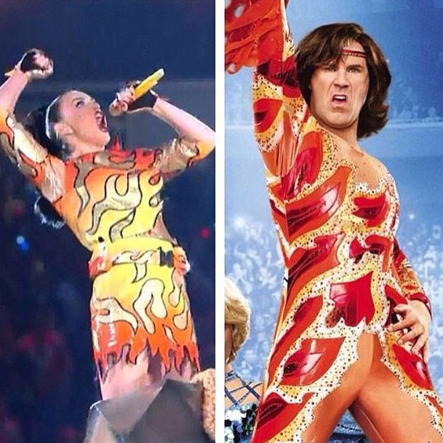 Katy Perry canta no Super Bowl e Will Farrell no filme Escorregando para a glória (Foto: Instagram/ Reprodução)