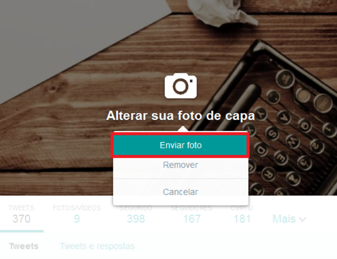 Enviar foto do seu computador para a capa no novo perfil do Twitter (Foto: Reprodução/Lívia Dâmaso)