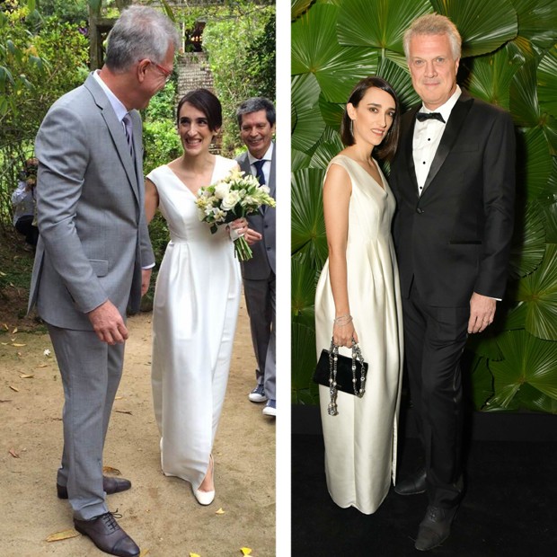 Maria Prata: à esquerda, em seu casamento; à direita, no Brazil Foundation (Foto: Divulgação)
