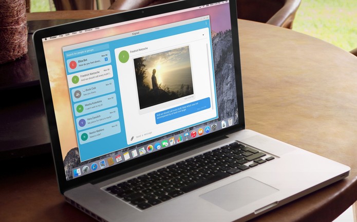 Signal chega no PC em versão beta; tela do computador mostra o rival do Whatsapp (Foto: Divulgação/Signal) Signal chega no PC em versão beta; tela do computador mostra o rival do Whatsapp (Foto: Divulgação/Signal)