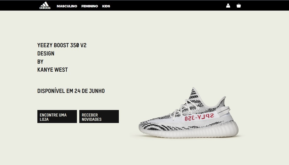 Tênis assinado pelo rapper Kanye West custa R$1,2 mil (Foto: Reprodução)