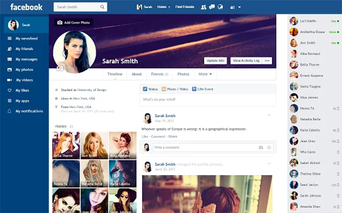 Facebook Flat deixa a rede social com um visual mais moderno (Foto: Reprodução/Paulo Alves)