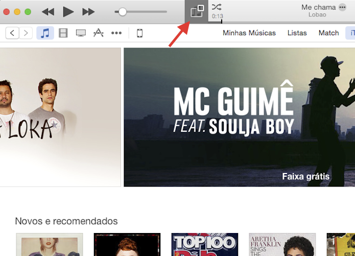 Acessando o player reduzido do iTunes 12 (Foto: Reprodução/Marvin Costa)