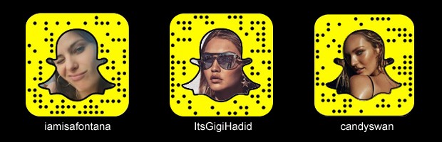Snapcode: Isabeli Fontana, Gigi Hadid e Candice Swanepoel (Foto: Reprodução)