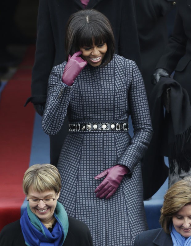 Michelle Obama chega ao Capitólio para cerimônia de posse do marido (Foto: Pablo Martinez Monsivais/AP)