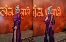 Carolina Dieckmann vai à festa de 'Joia rara' com vestido feito sob medida