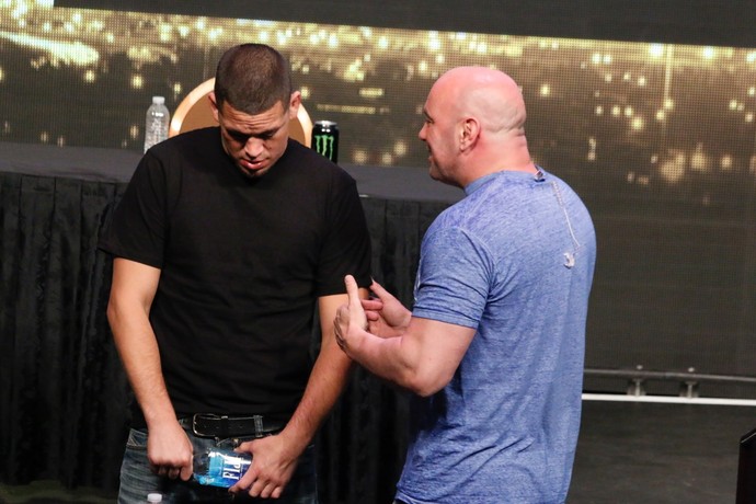 Dana White Nate Diaz Coletiva UFC 200 (Foto: Evelyn Rodrigues) Dana White Nate Diaz Coletiva UFC 200 (Foto: Evelyn Rodrigues)