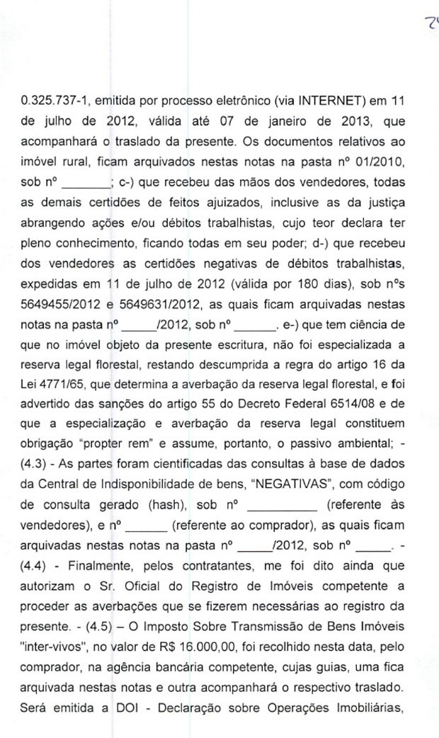 Minuta de contrato de venda do sÃ­tio em Atibaia para Lula pag.5 (Foto: ReproduÃ§Ã£o)