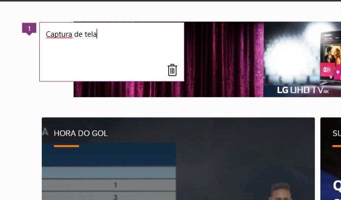 Comentário inserido sobre o site (Foto: Reprodução/André Sugai)
