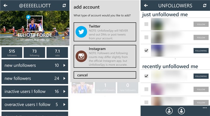 UnfollowSpy é um aplicativo para quem gosta de fiscalizar seus seguidores no Twitter e Instagram (Foto: Divulgação/Windows Phone Store)