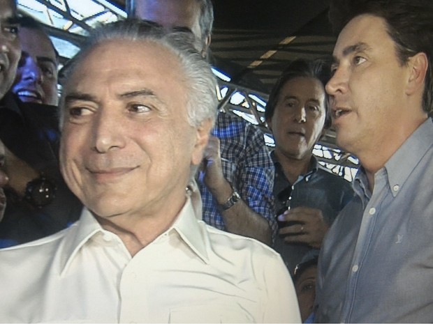 Michel Temer (PMDB) falou sobre união durante aniversário de Wilder Morais (PP) Goiás Nerópolis (Foto: Reprodução/TV Anhanguera)