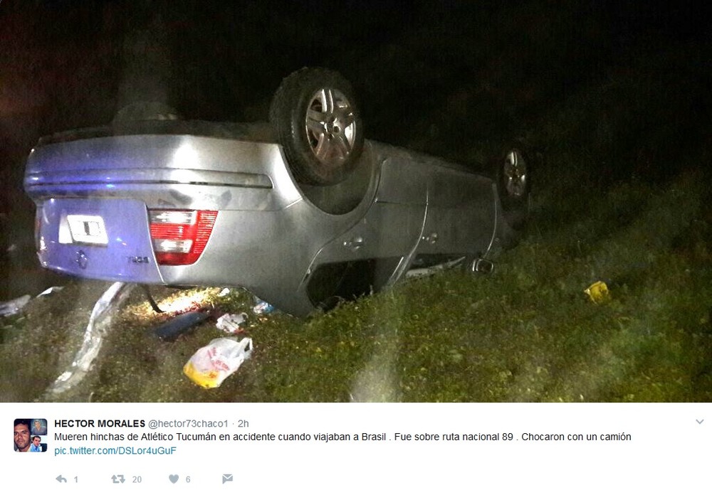 TRAGÉDIA: Em acidente de carro a caminho do Brasil para jogo com Palmeiras dois torcedores do Tucumán morrem.