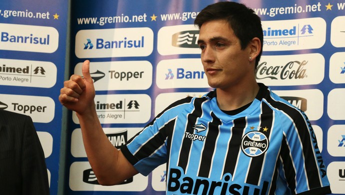 Matías Rodríguez é apresentado como novo reforço do Grêmio (Foto: Eduardo Deconto)