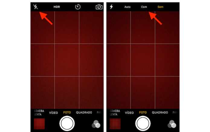 Ativando o flash da câmera do iPhone 5S (Foto: Reprodução/Marvin Costa)