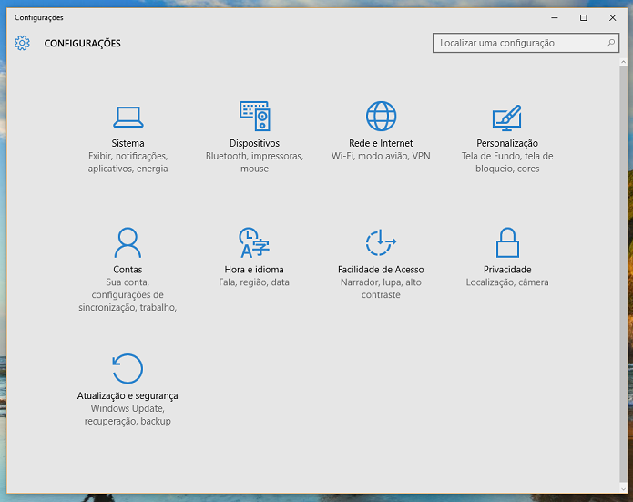 Selecione a opção Sistemas na janela de configurações (Foto: Reprodução/Thiago Barros)