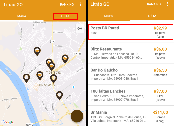 Visualizando os pontos próximos e a cerveja mais barata (Foto: Reprodução/Edivaldo Brito)
