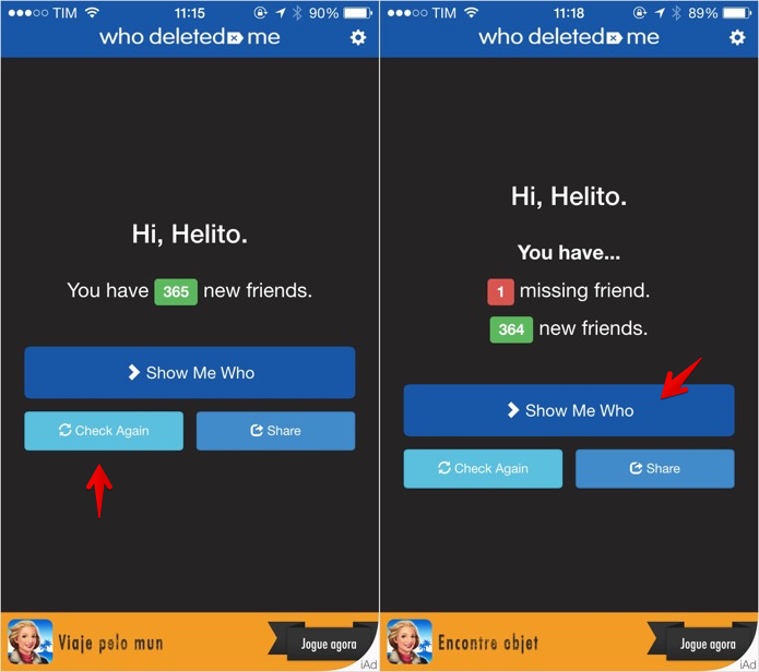Verificando quem o deletou do Facebook (Foto: Reprodução/Helito Bijora)