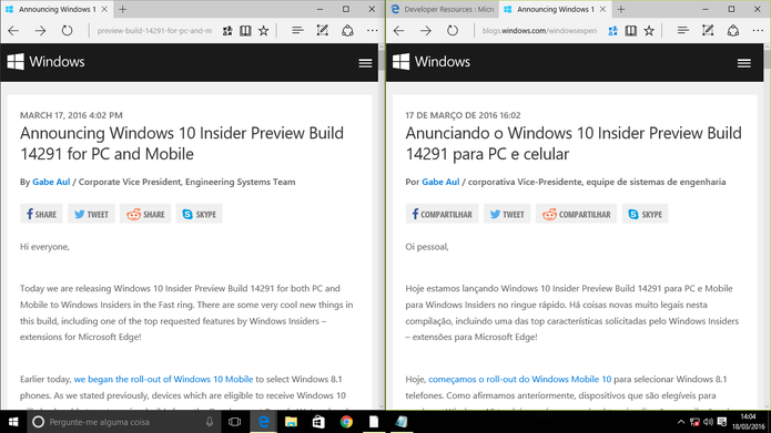 Microsoft Edge pode ter guias traduzidas com extensão do Microsodt Translator (Foto: Reprodução/Elson de Souza)