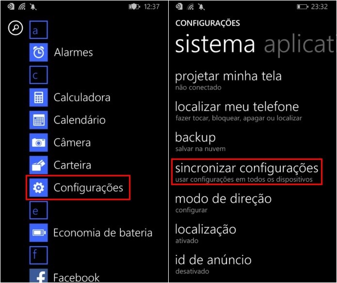 Acesse as configurações de sincronização (Foto: Reprodução/Helito Bijora)