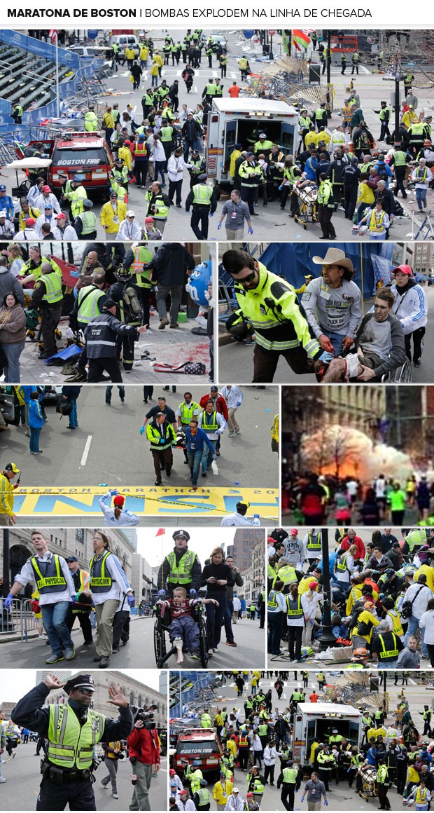 Mosaico - Tragédia Explosões Maratona de Boston (Foto: AP)
