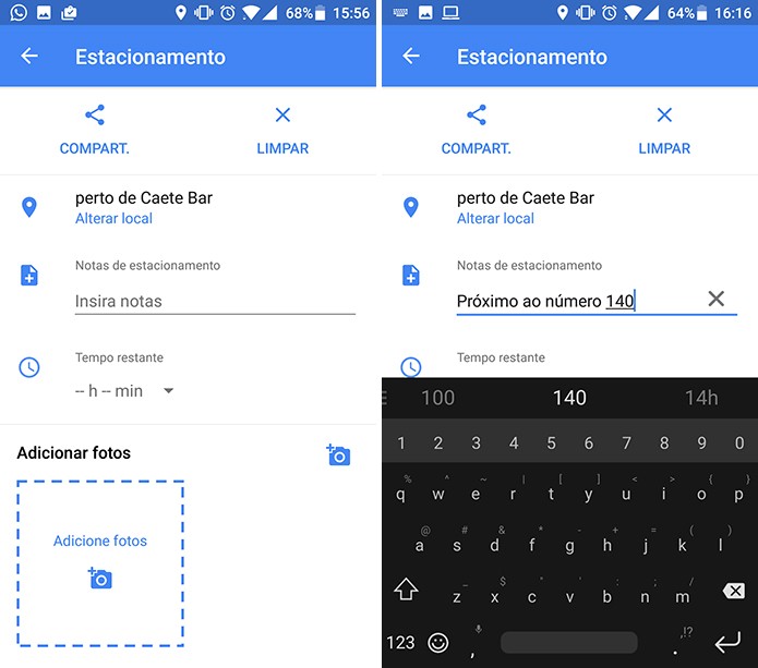 Google Maps tem campo para que o usuário insira detalhes em texto sobre estacionamento (Foto: Reprodução/Elson de Souza)