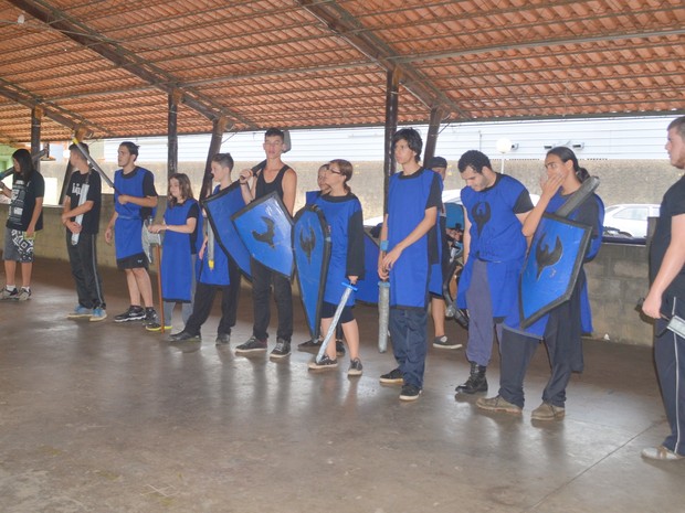 Lutadores de swordplay treinando em Piracicaba (Foto: Carol Giantomaso/G1) Lutadores de swordplay treinando em Piracicaba (Foto: Carol Giantomaso/G1)