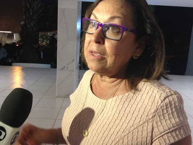 Senadora Lídice da Mata concede entrevista após reunião da bancada (Foto: Priscilla Mendes / G1)