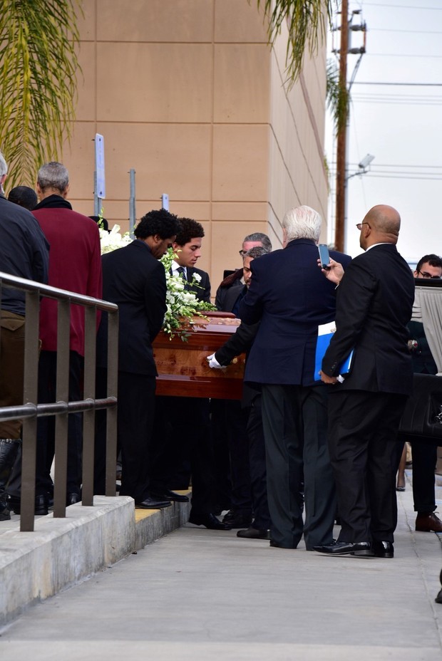 Caixão de Natalie Cole é levado para o local do enterro (Foto: AKM-GSI)