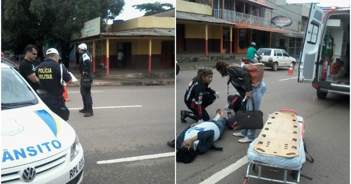 G1 Veículo invade preferencial e atinge moto duas pessoas em RO