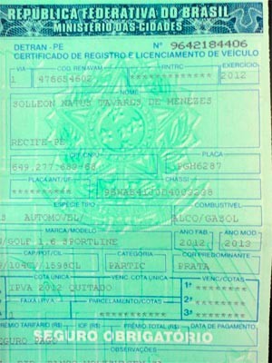 Veículo havia sido financiado no nome do técnico judiciário Solleon Natus Tavares de Menezes, falecido vítima de acidente de trânsito no último dia 13 de junho, no estado do Ceará. (Foto: Cedida/Degepol/RN)