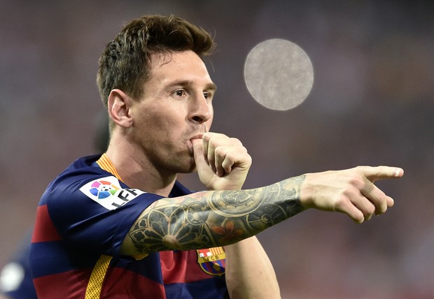 Messi gol filho Barcelona x Atletico de Madrid (Foto: AFP)