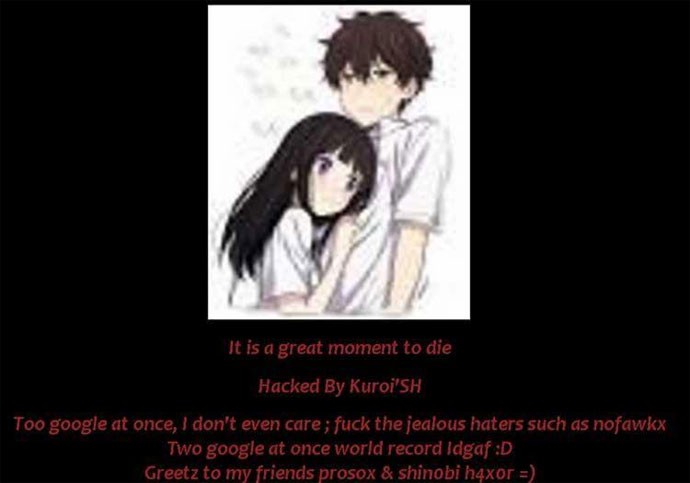Usuários relatam encontrar imagem de um anime e mensagem de hacker ao entrar no google.com.br