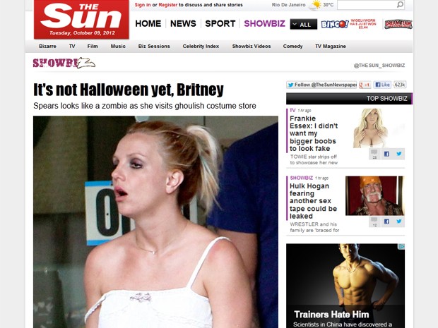 Nota do 'The Sun' zomba de Britney Spears (Foto: Reprodução)