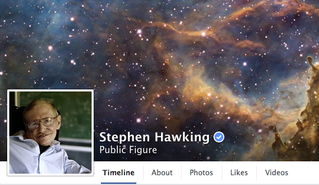 Página de Facebook do físico Stephen Hawking está no ar desde o começo de outubro (Foto: Reprodução)