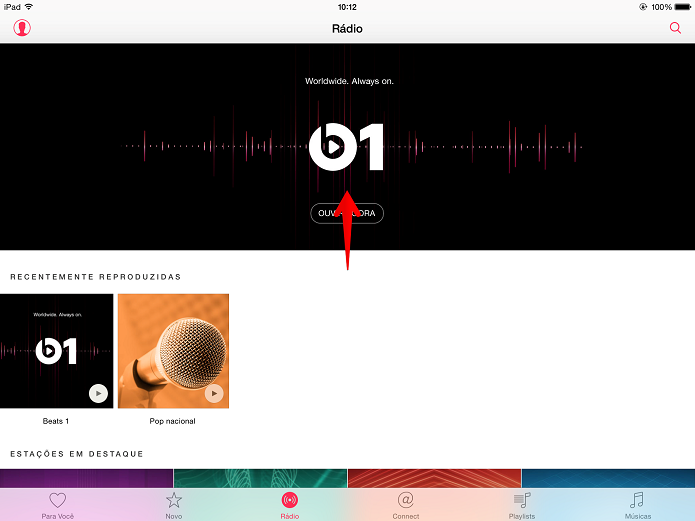 Toque na logo da rádio Beats 1 (Foto: Felipe Alencar/TechTudo)